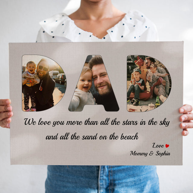 Dad Custom Photo - Personalized Light Grey Background Canvas