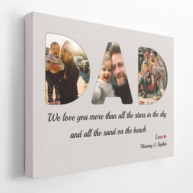 Dad Custom Photo - Personalized Light Grey Background Canvas