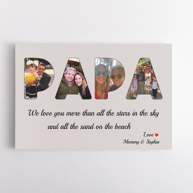 Dad Custom Photo - Personalized Light Grey Background Canvas