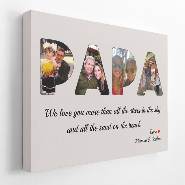 Dad Custom Photo - Personalized Light Grey Background Canvas