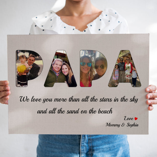 Dad Custom Photo - Personalized Light Grey Background Canvas