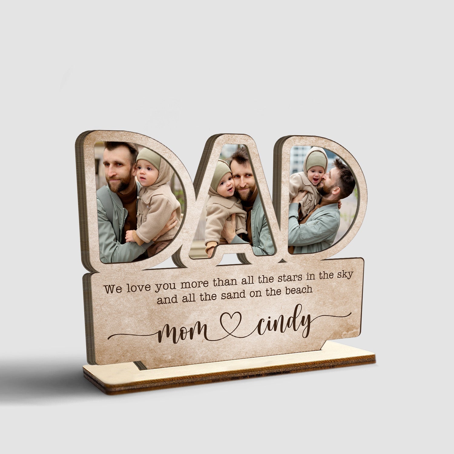 Dad, Custom Photo, Personalized Name, Wooden Plaque 3 Layers