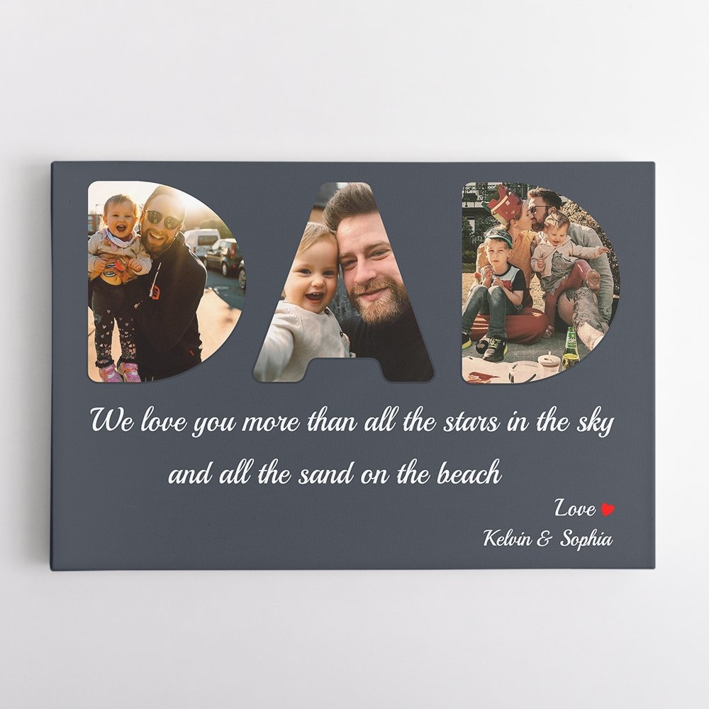 Dad Custom Photo - Personalized Navy Background Canvas