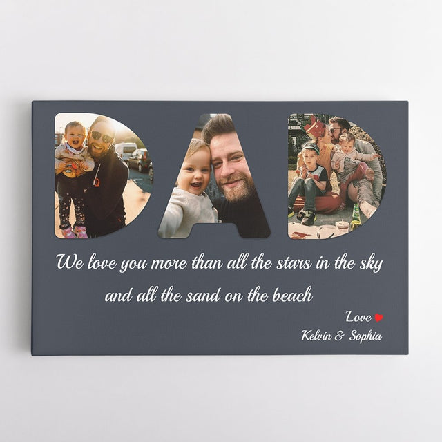 Dad Custom Photo - Personalized Navy Background Canvas
