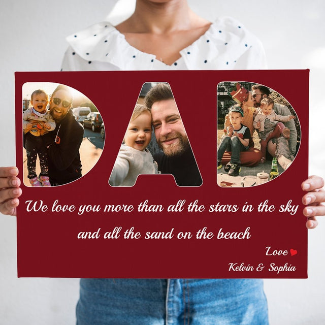 Dad Custom Photo - Personalized Red Berry Background Canvas