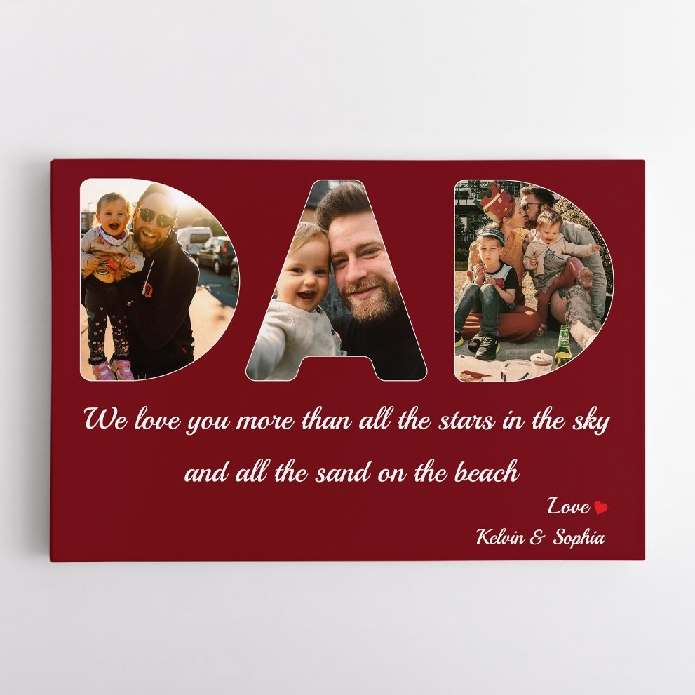 Dad Custom Photo - Personalized Red Berry Background Canvas
