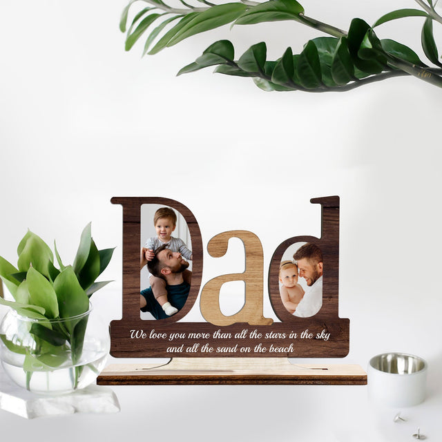 Dad, Custom Photo, Personalized Text, Wooden Plaque 3 Layers