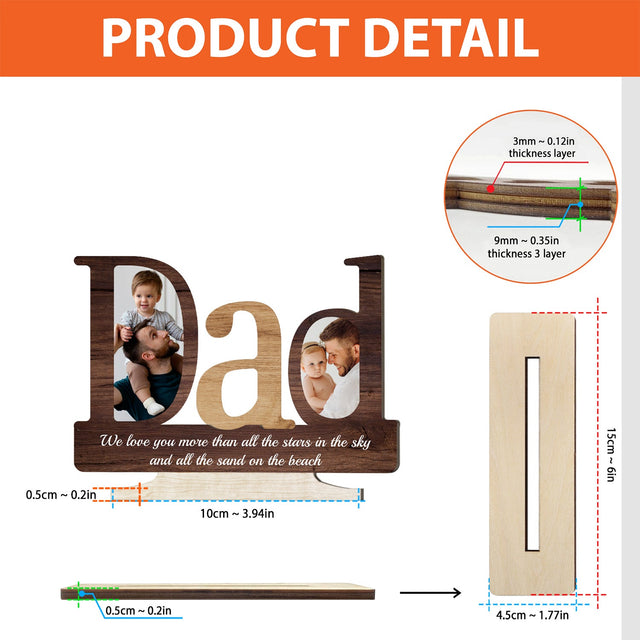 Dad, Custom Photo, Personalized Text, Wooden Plaque 3 Layers
