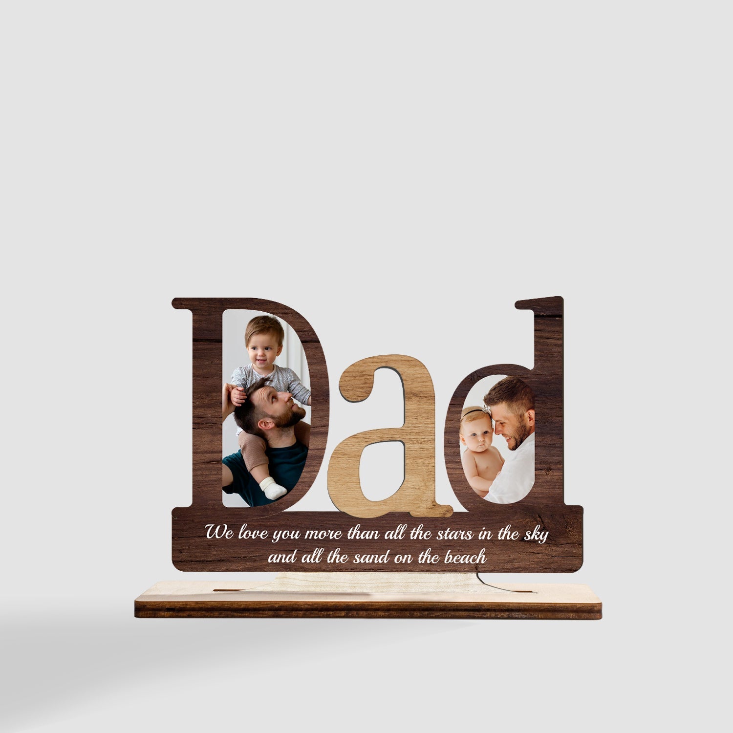 Dad, Custom Photo, Personalized Text, Wooden Plaque 3 Layers