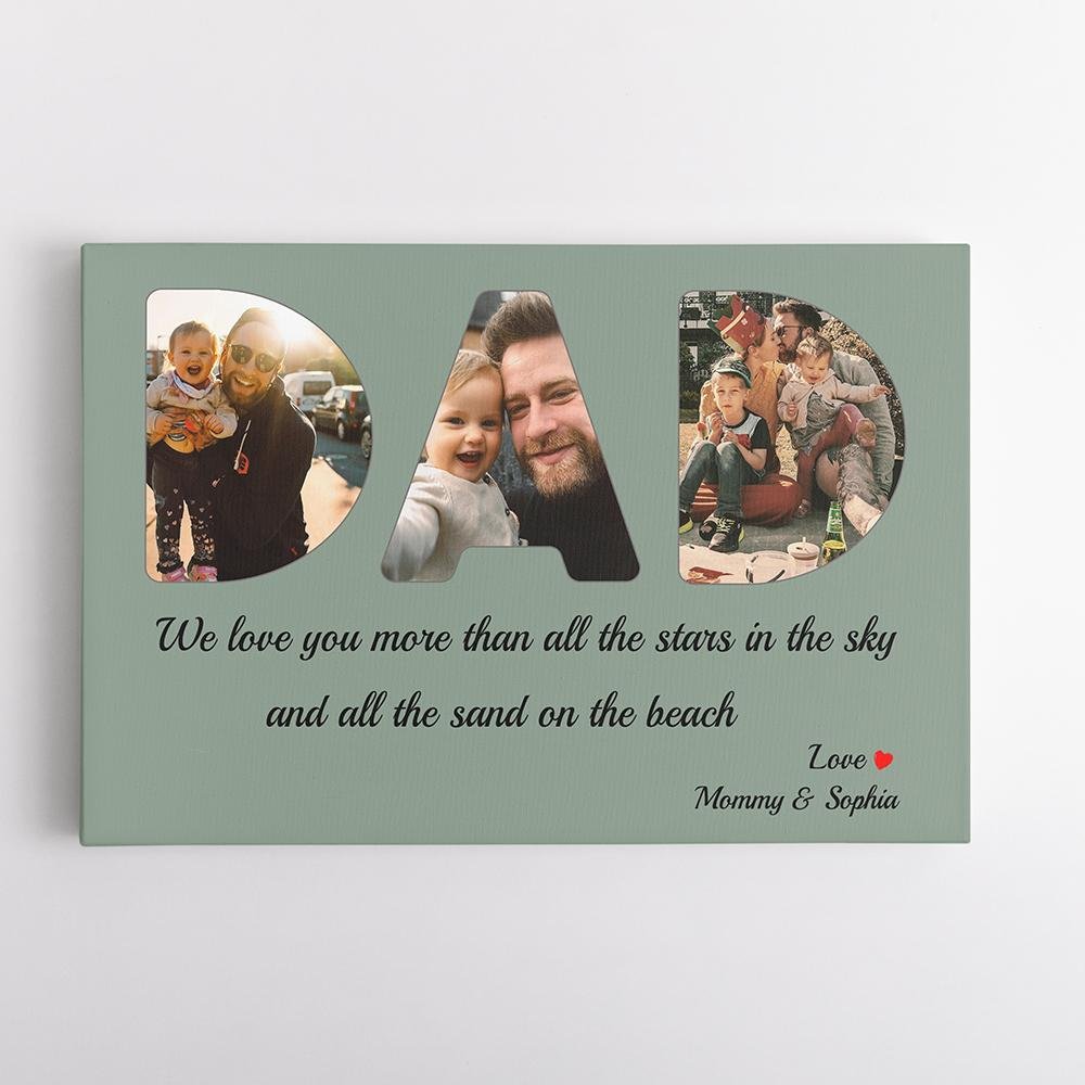 Dad Custom Photo - Personalized Vintage Green Background Canvas