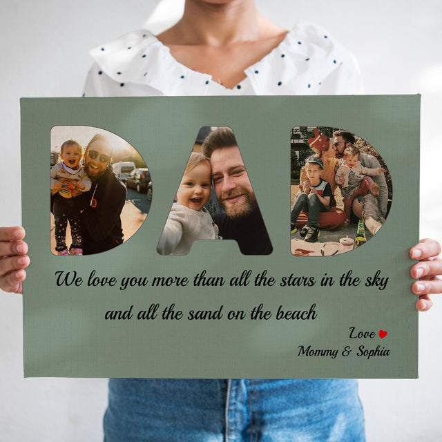 Dad Custom Photo - Personalized Vintage Green Background Canvas