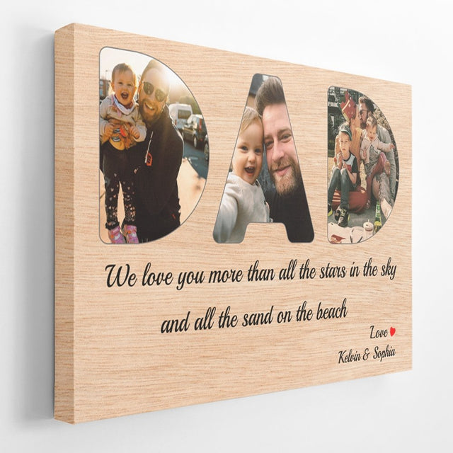 Dad Custom Photo - Personalized Wood Background Canvas
