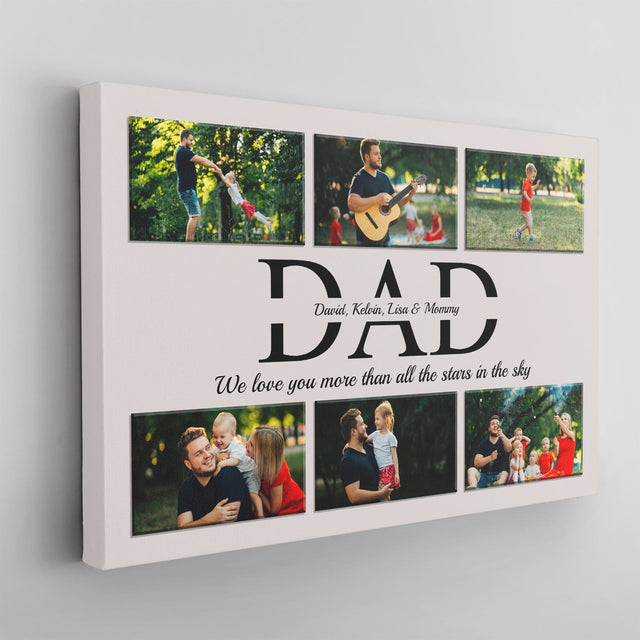 Dad Custom Text and Photo - Personalized Light Grey Background Canvas