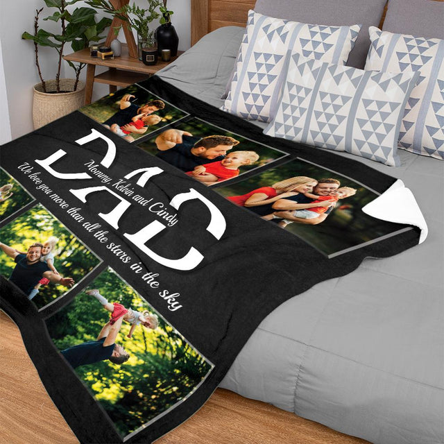 Dad Custom Text and Photo - Personalized Name And Text Blanket