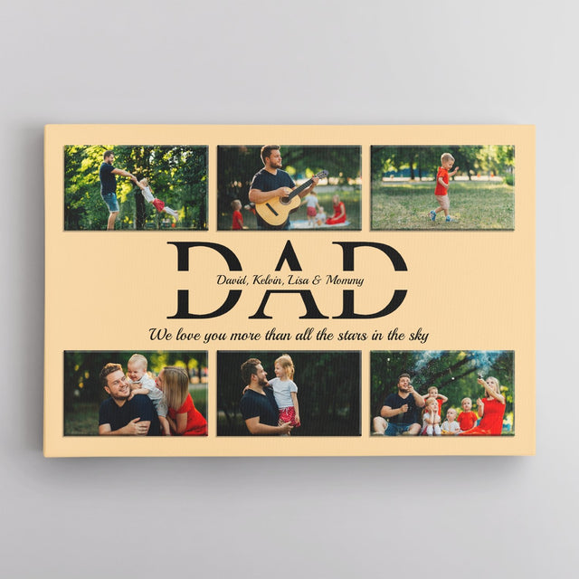 Dad Custom Text and Photo - Personalized Navy Vintage Background Canvas