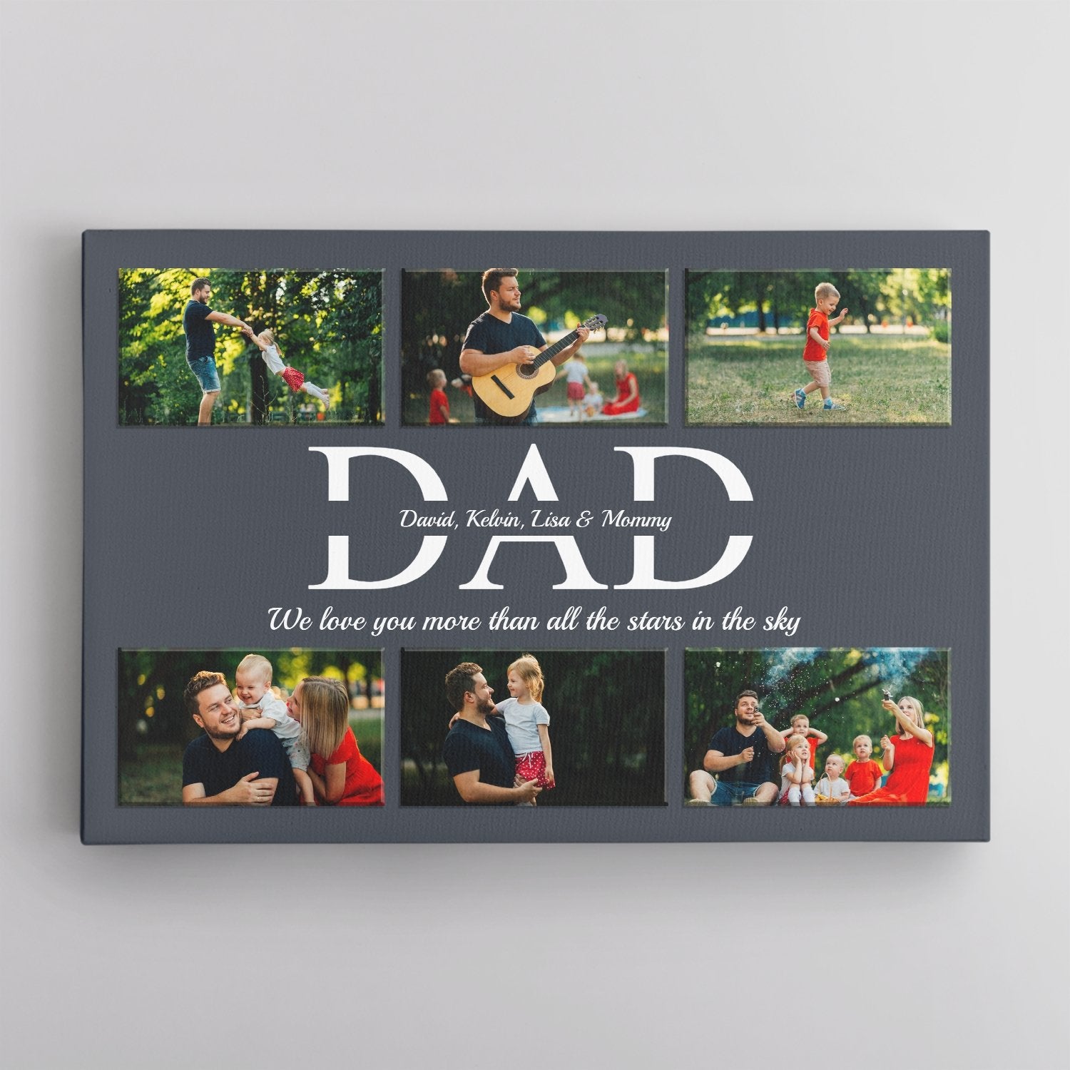Dad Custom Text and Photo - Personalized Navy Vintage Background Canvas