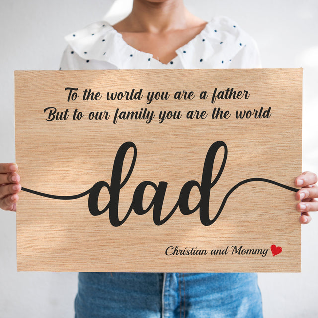 Dad Custom Text - Personalized Light Wood Background Canvas