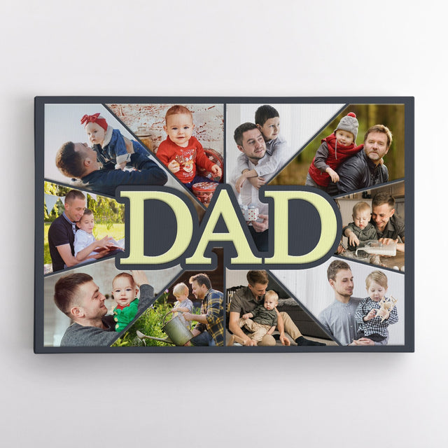 Dad Custom Upload Photo, 10 Pictures Gift For Father's Day Canvas Wall Art