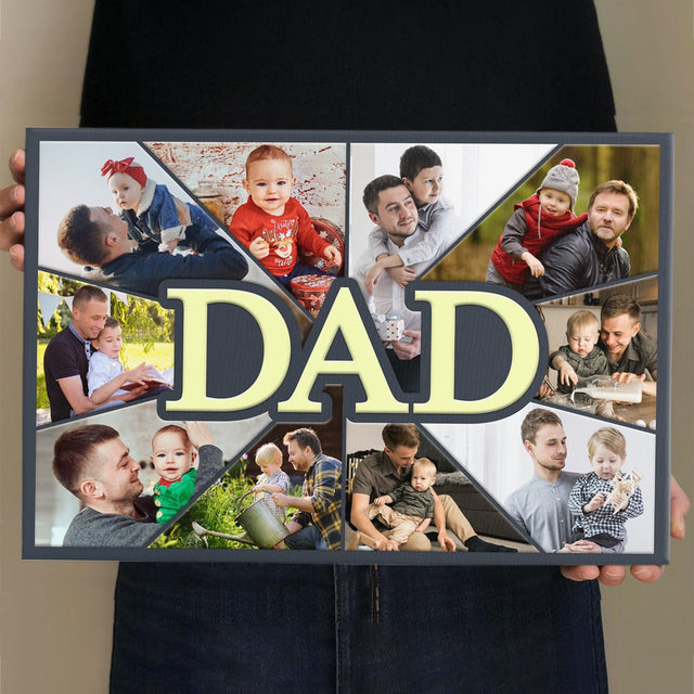 Dad Custom Upload Photo, 10 Pictures Gift For Father's Day Canvas Wall Art