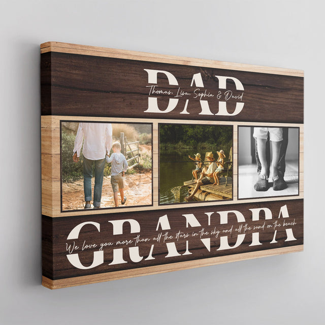Dad, Grandpa, Custom Photo - Personalized Name And Text Canvas Wall Art, Gifts For Grandpa