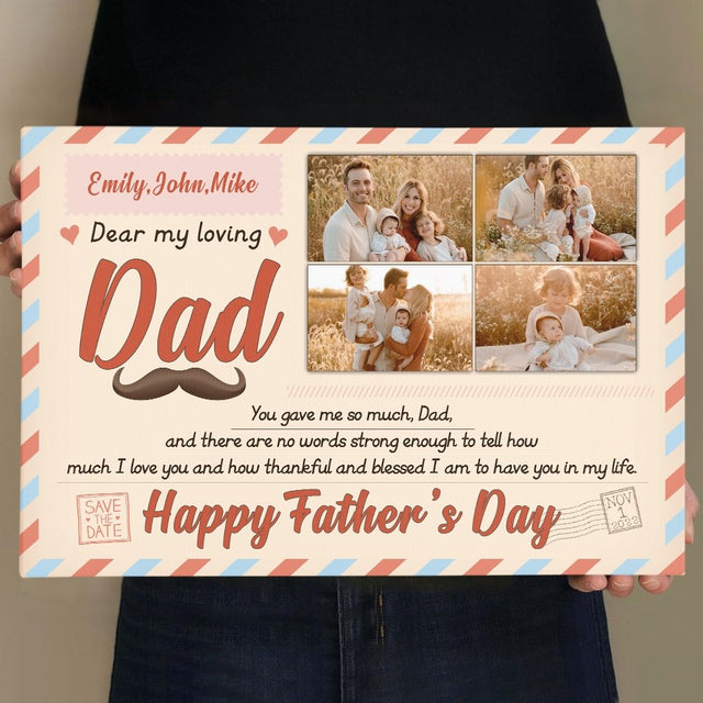 Dad, Happy Father Day, Custom Photo, Canvas Wall Art