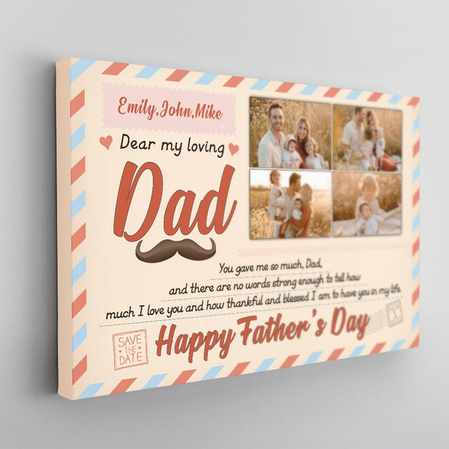 Dad, Happy Father Day, Custom Photo, Canvas Wall Art