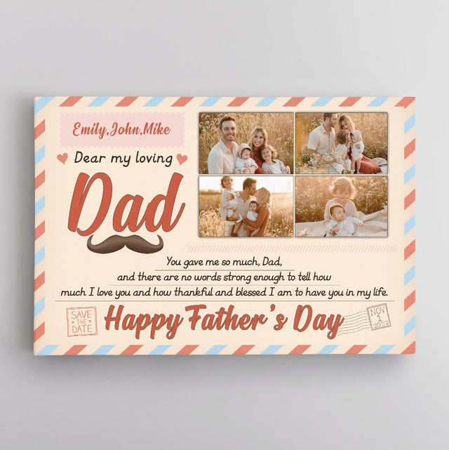 Dad, Happy Father Day, Custom Photo, Canvas Wall Art