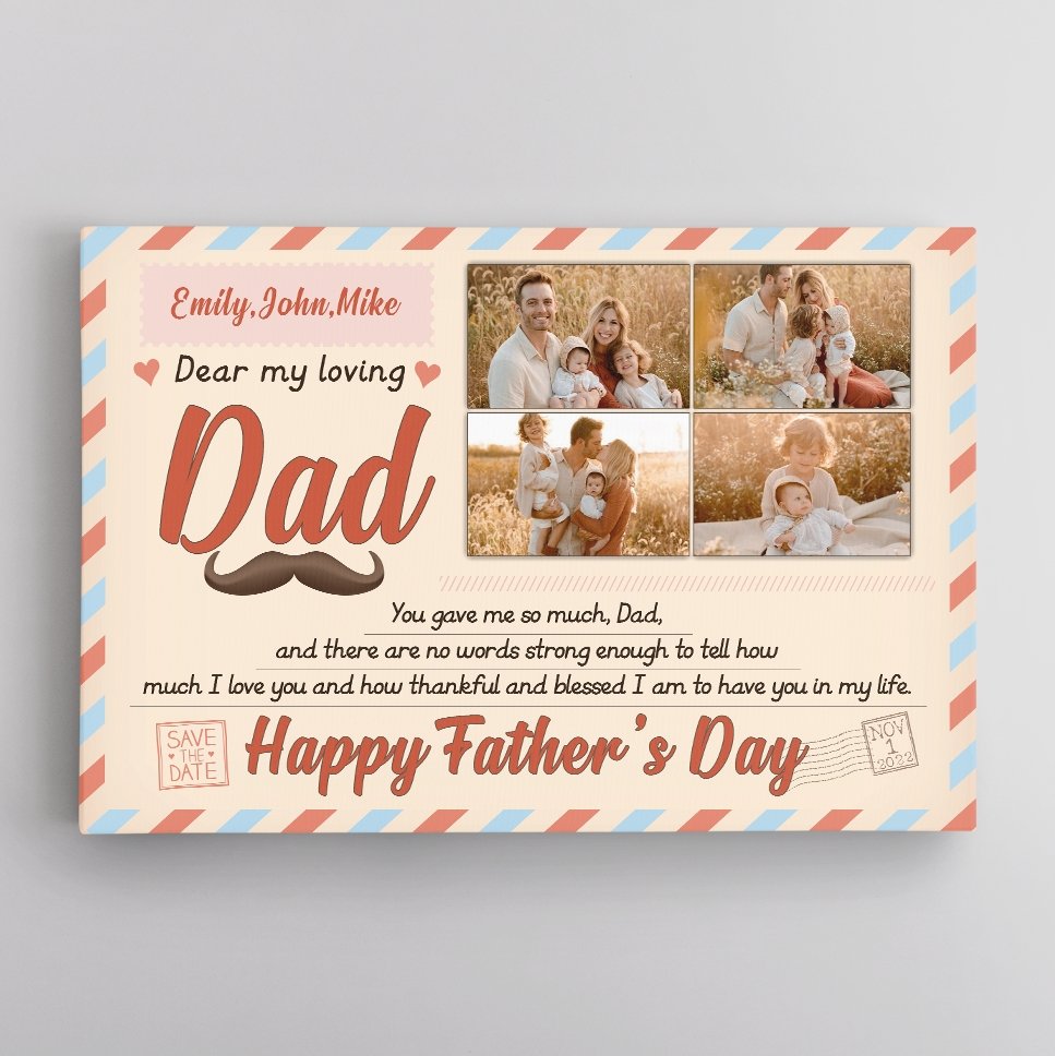 Dad, Happy Father Day, Custom Photo, Canvas Wall Art