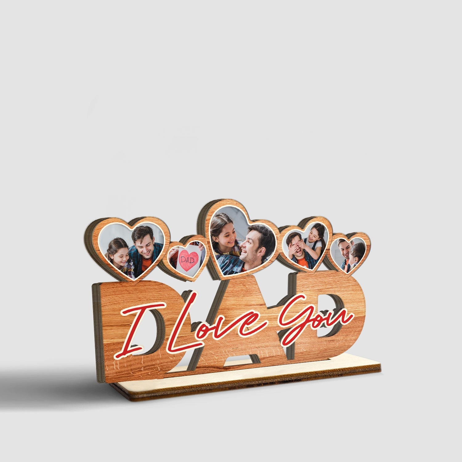 Dad, I Love You, Custom Wooden Plaque 3 Layers, Personalized Photo