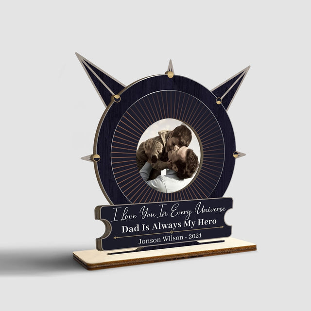 Dad Is Always My Hero, Custom Photo, Wooden Plaque 3 Layers