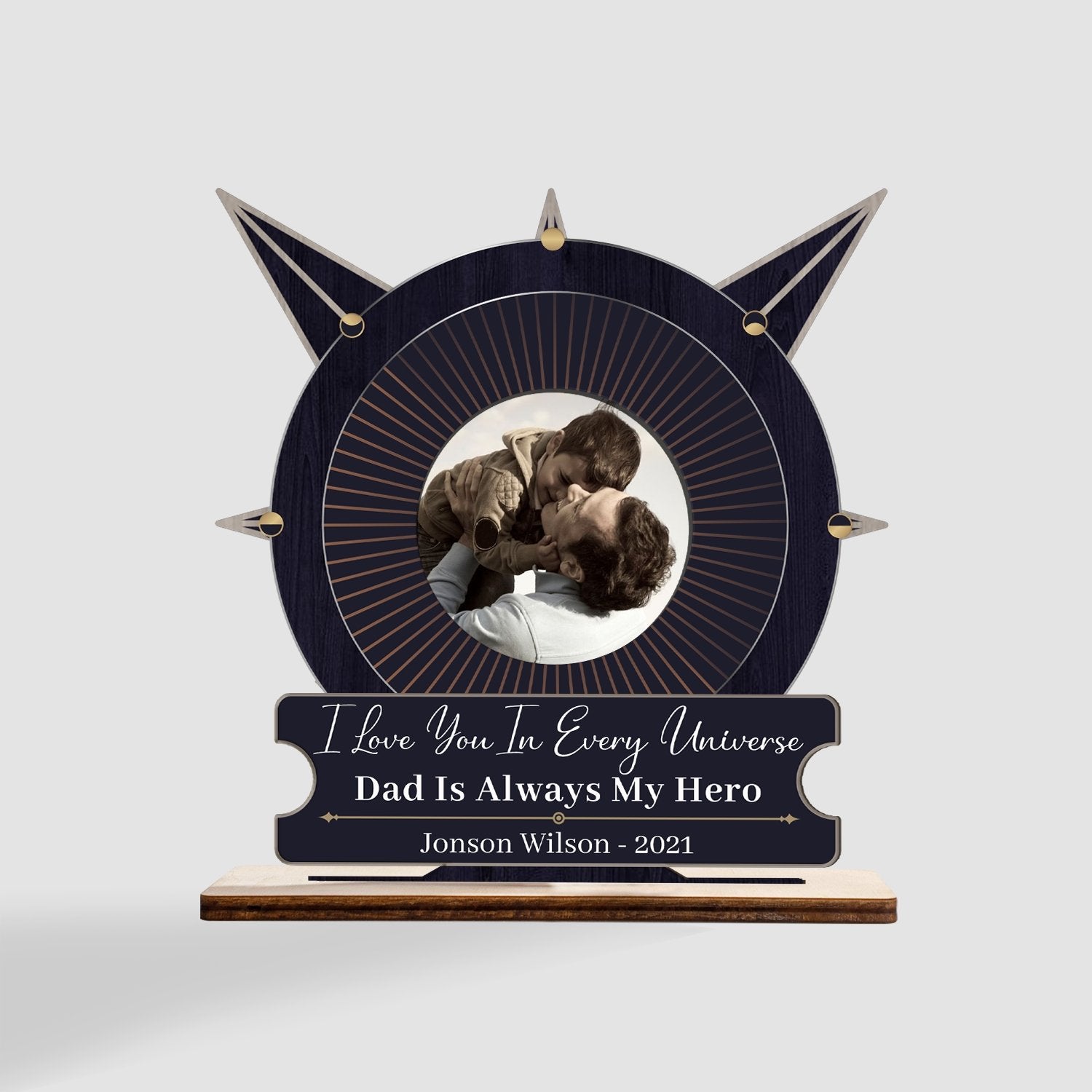 Dad Is Always My Hero, Custom Photo, Wooden Plaque 3 Layers