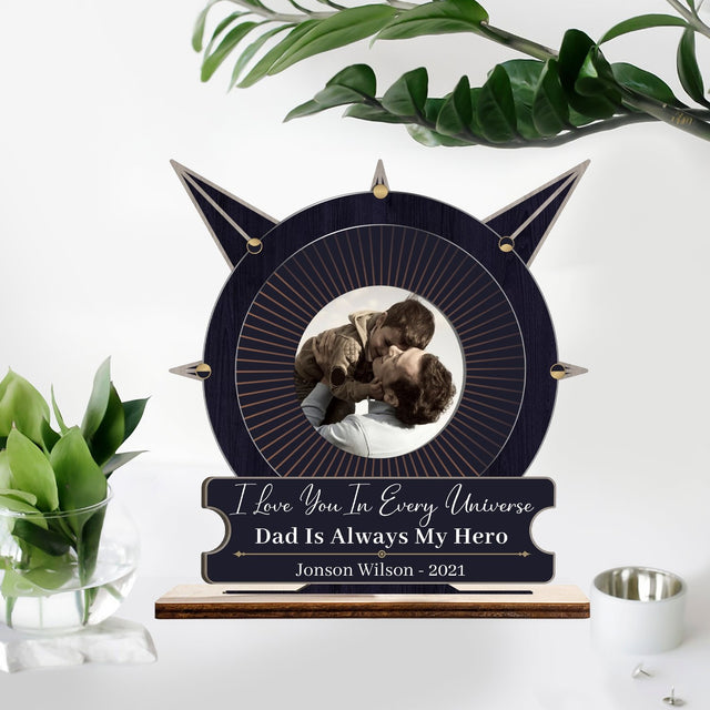 Dad Is Always My Hero, Custom Photo, Wooden Plaque 3 Layers