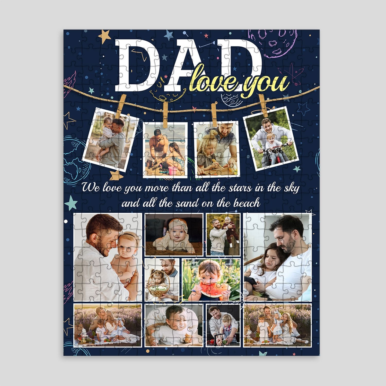 Dad, Love You, Custom Photo, Personalized Text Jigsaw Puzzles