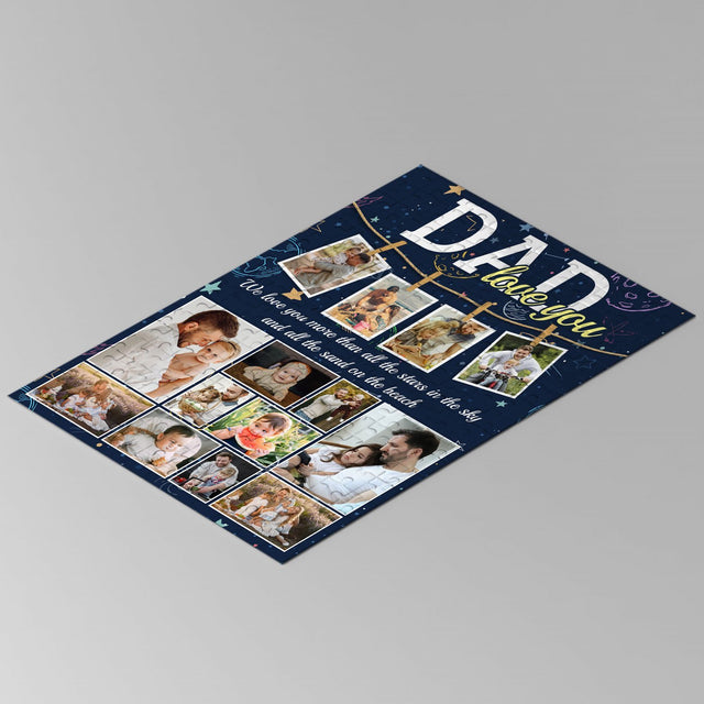 Dad, Love You, Custom Photo, Personalized Text Jigsaw Puzzles