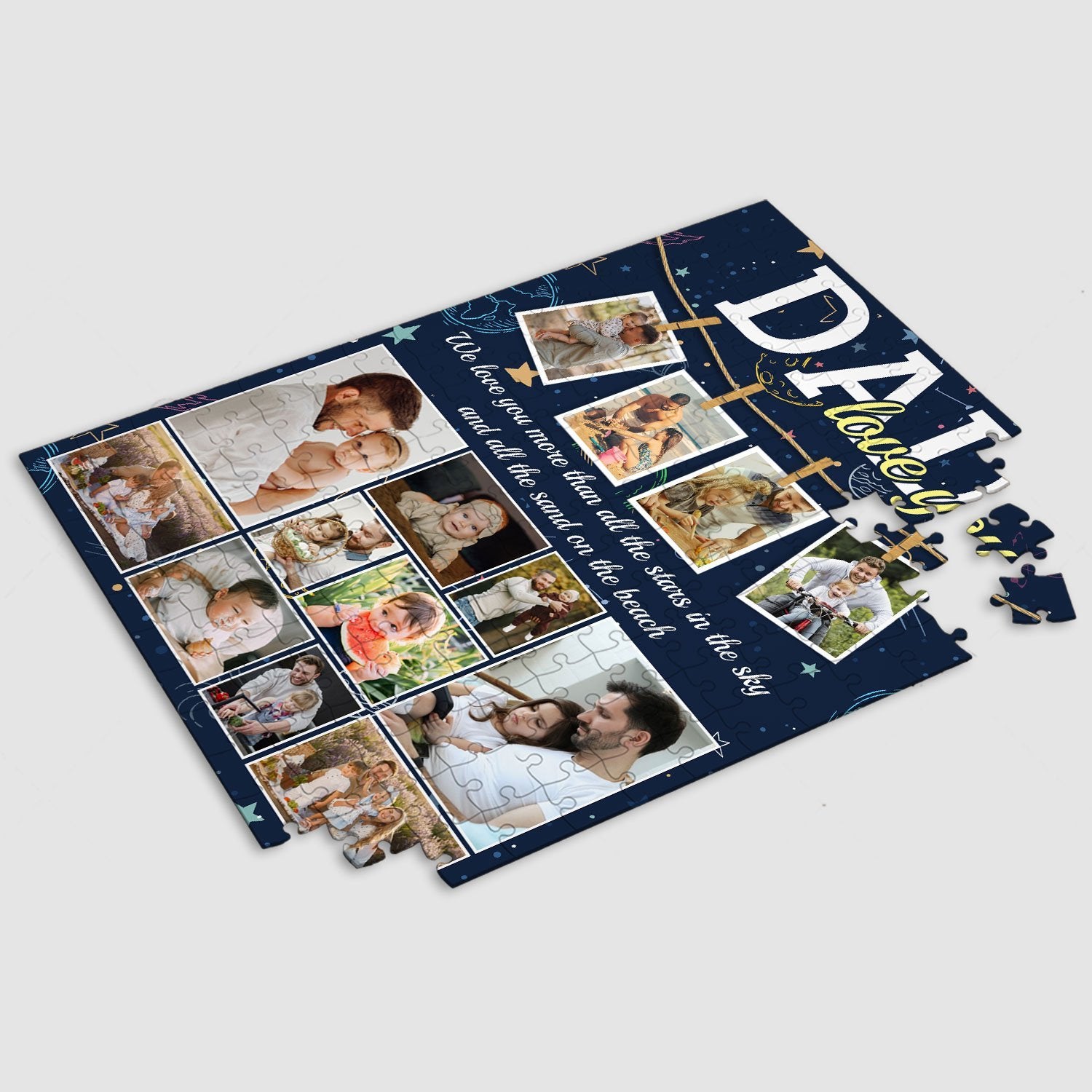 Dad, Love You, Custom Photo, Personalized Text Jigsaw Puzzles