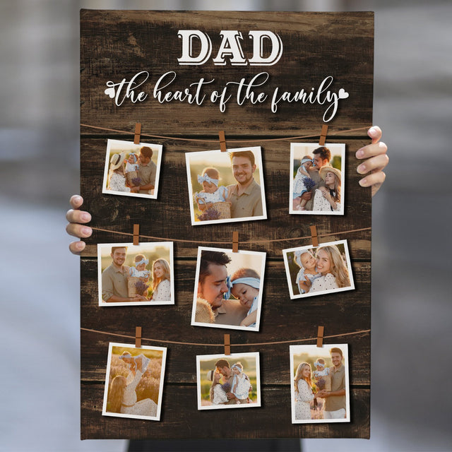 Dad, The Heart Of The Family, Custom Photo And Text Canvas Wall Art