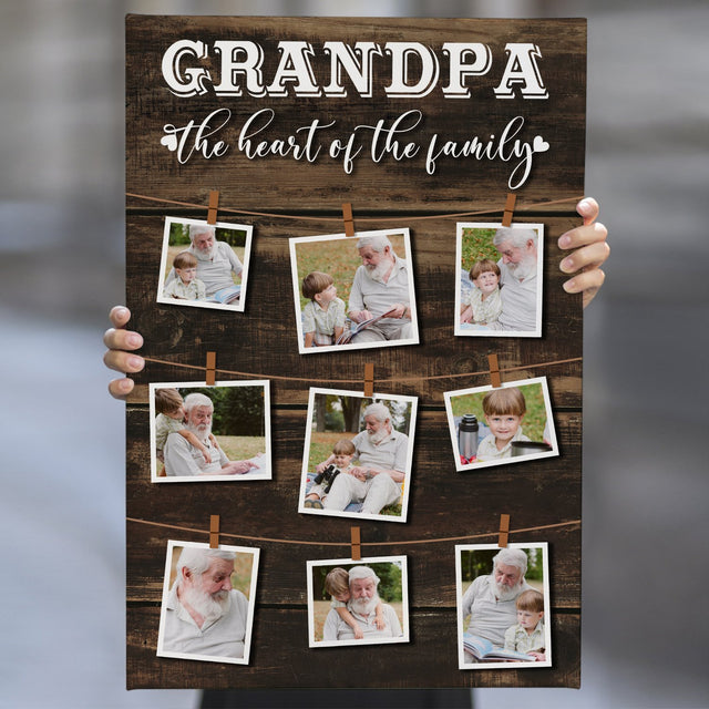 Dad, The Heart Of The Family, Custom Photo And Text Canvas Wall Art