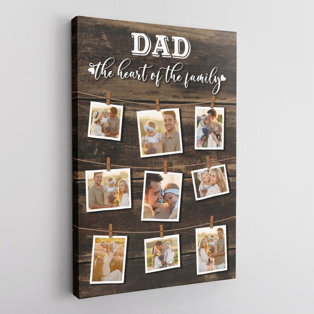 Dad, The Heart Of The Family, Custom Photo And Text Canvas Wall Art
