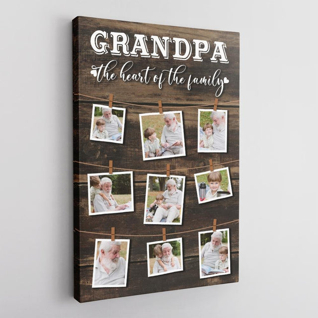 Dad, The Heart Of The Family, Custom Photo And Text Canvas Wall Art