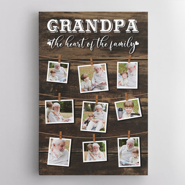 Dad, The Heart Of The Family, Custom Photo And Text Canvas Wall Art