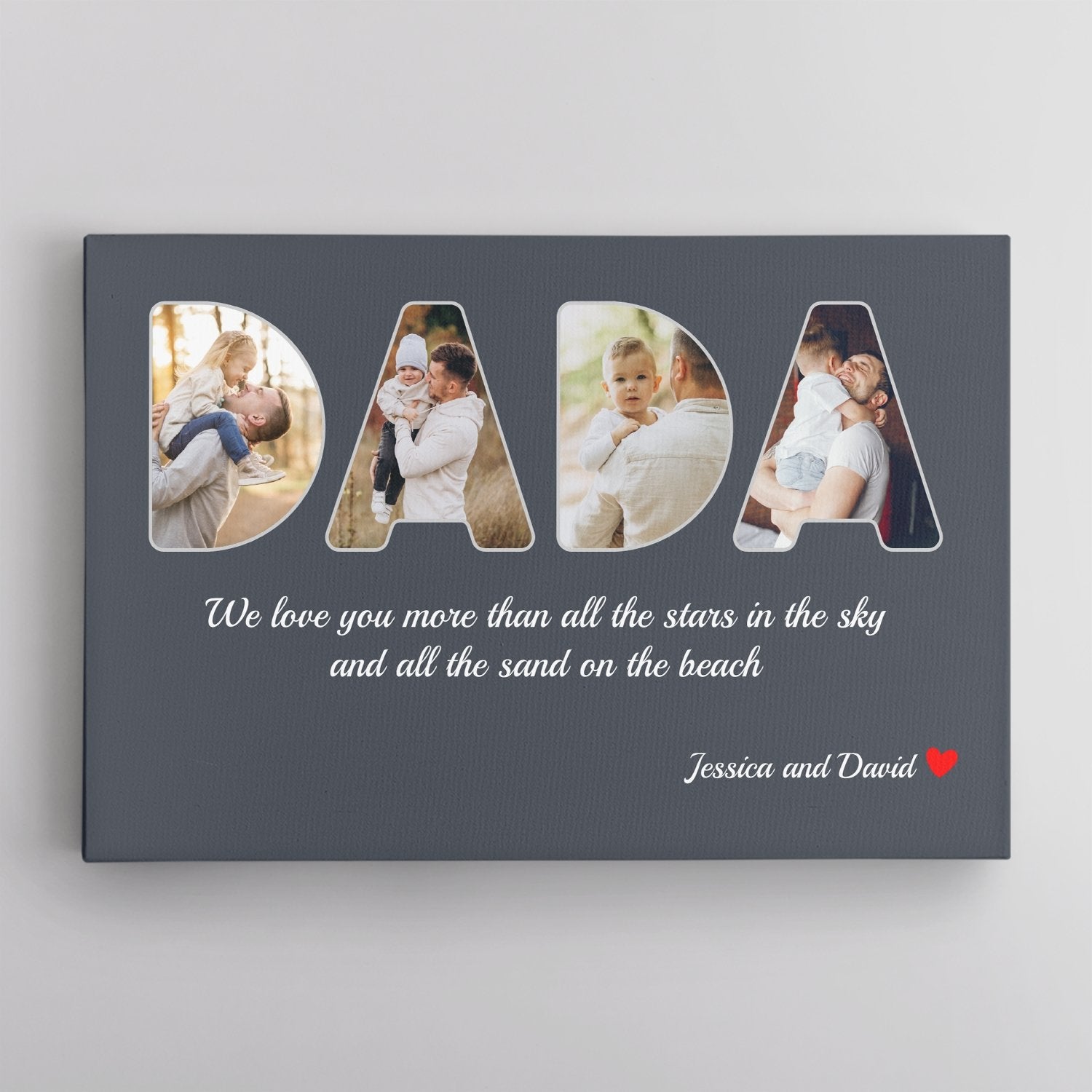 Dada Custom Photo - Personalized Name And Text Canvas Wall Art