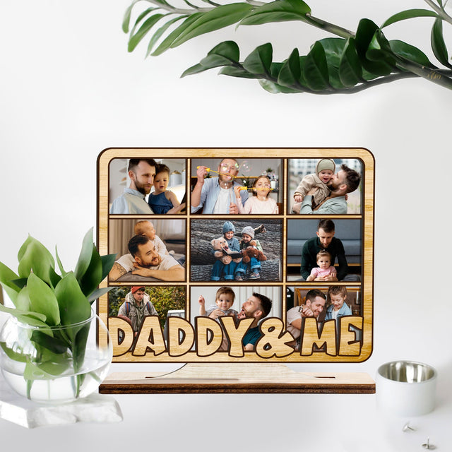 Daddy And Me, Custom Photo, Wooden Plaque 3 Layers