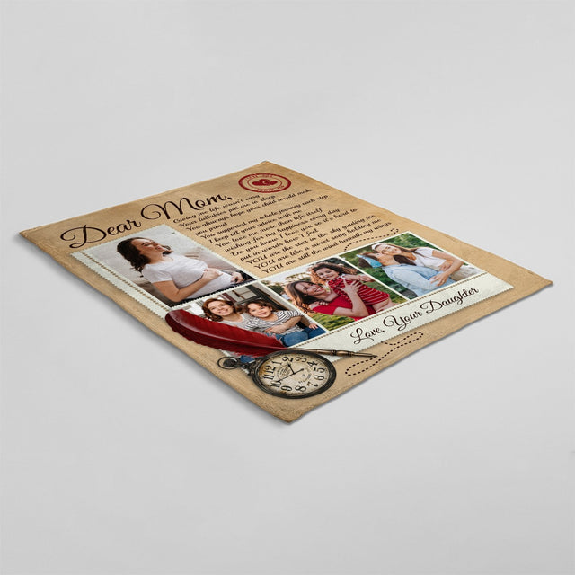 Dear Mom, Custom Photo, Personalized Name Blanket