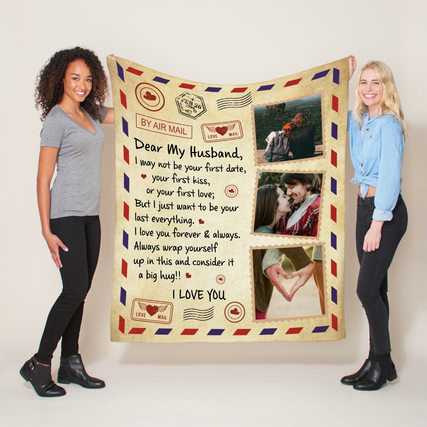 Dear My Husband, I Love You Forever And Always, Custom Photo Blanket