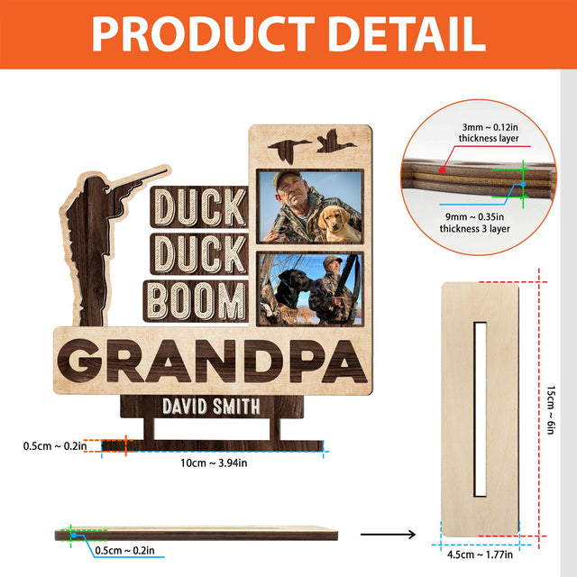 Duck Duck Boom Grandpa, Custom Photo, Wooden Plaque 3 Layers