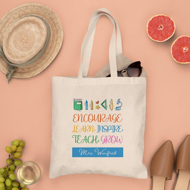 Encourage, Learn, Inspire, Teach, Grow, Custom Tote Bag