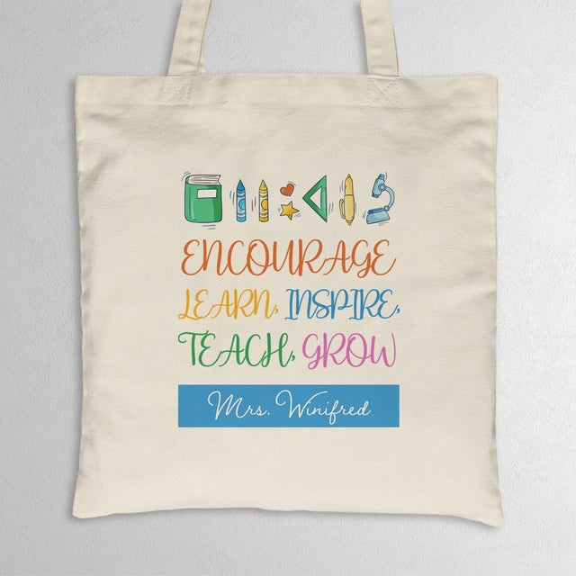 Encourage, Learn, Inspire, Teach, Grow, Custom Tote Bag