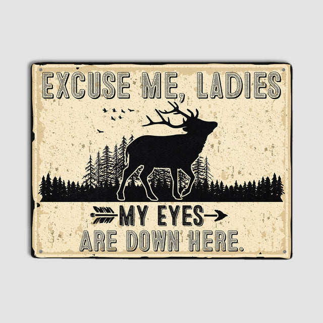 Excuse Me, Ladies My Eyes Are Down Here, Metal Signs