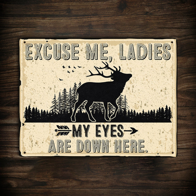 Excuse Me, Ladies My Eyes Are Down Here, Metal Signs