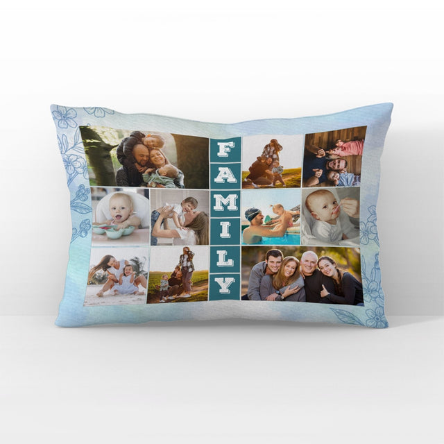 Family Custom Photo Collage, 10 Pictures Pillow